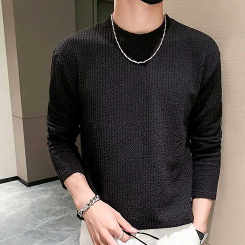New Autumn/Winter Fashion Product Premium Solid Round Neck Loose and Versatile Handsome Mens Casual Sports Long Sleeve SweaterX240925