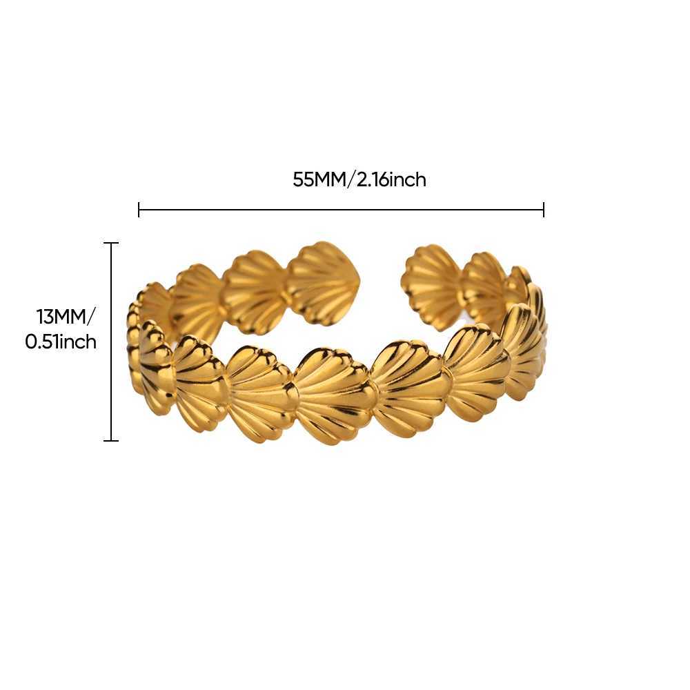 Stainless Steel Shell Cuff Bracelets For Women Gold Color Shell Opening Bracelet Bangles Luxury Summer Beach Wrist Jewelry GiftX240925