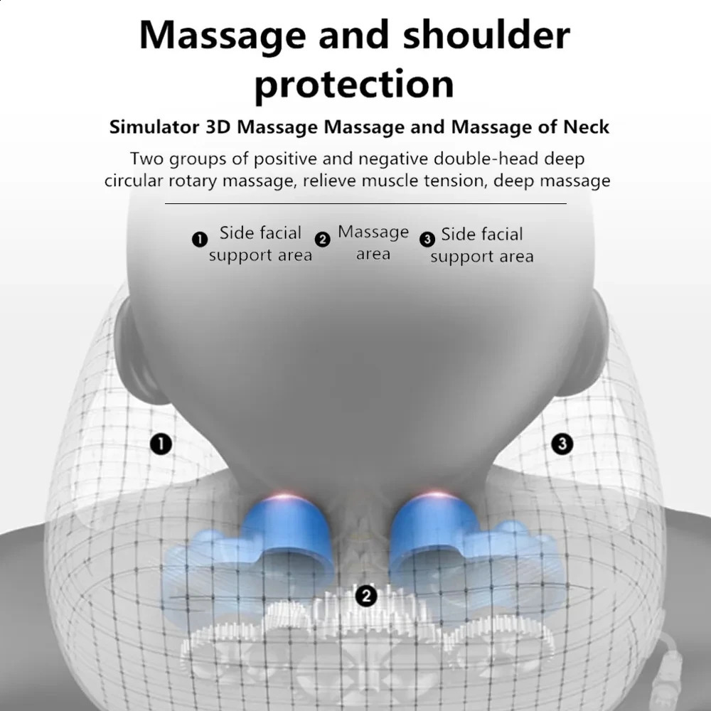 U Shaped Neck Massage Pillow Heating Vibration Kneading Electric Cervical Shoulder Protection Relaxing Massager 240919