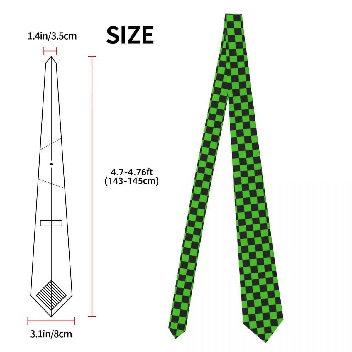 Customized checkered pattern collar mens suit tie green and black checkered board for Thanksgiving Y240925