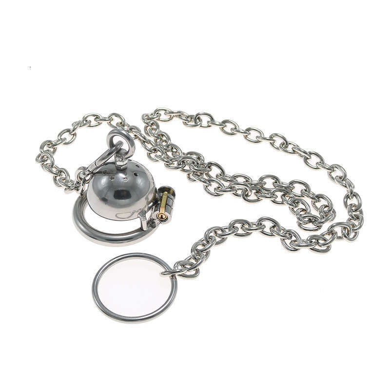 Stainless steel chastity lock pot lid CB cage with drawstring chain, couple's gaming tool, adult product