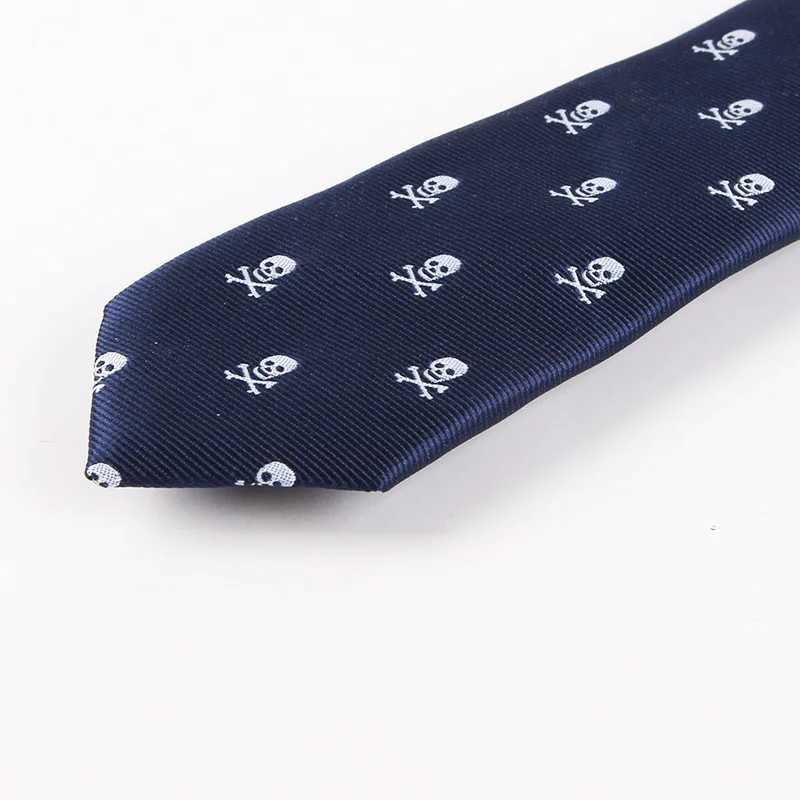 6CM Halloween Tie Fashion Mens Polter Skl Bicycle Narrow Neck Casual Navy Tie Party Set Shirt Collar Accessories Y240925