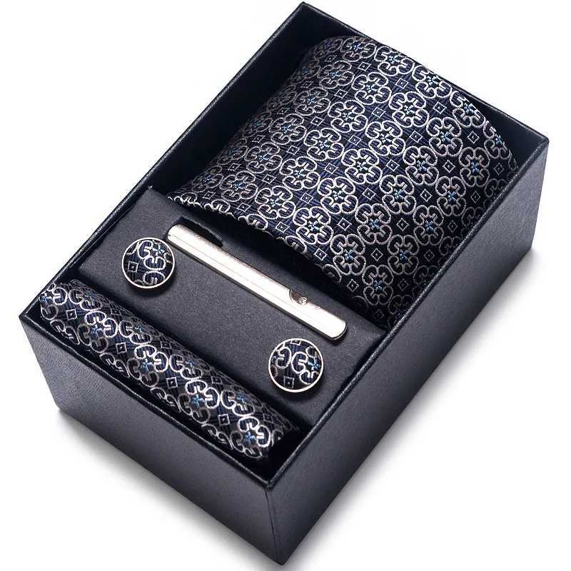 Mens Accessories Mens Tie Five Piece Set Formal Set Professional Color Fashion Business 8cm Stripe Wedding Gro Gift Box Y240925