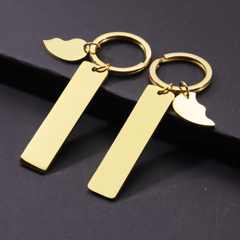 5 pairs of mirror polished stainless steel split heart-shaped pendant keychains suitable for women men parties souvenirs car key jewelry 240924