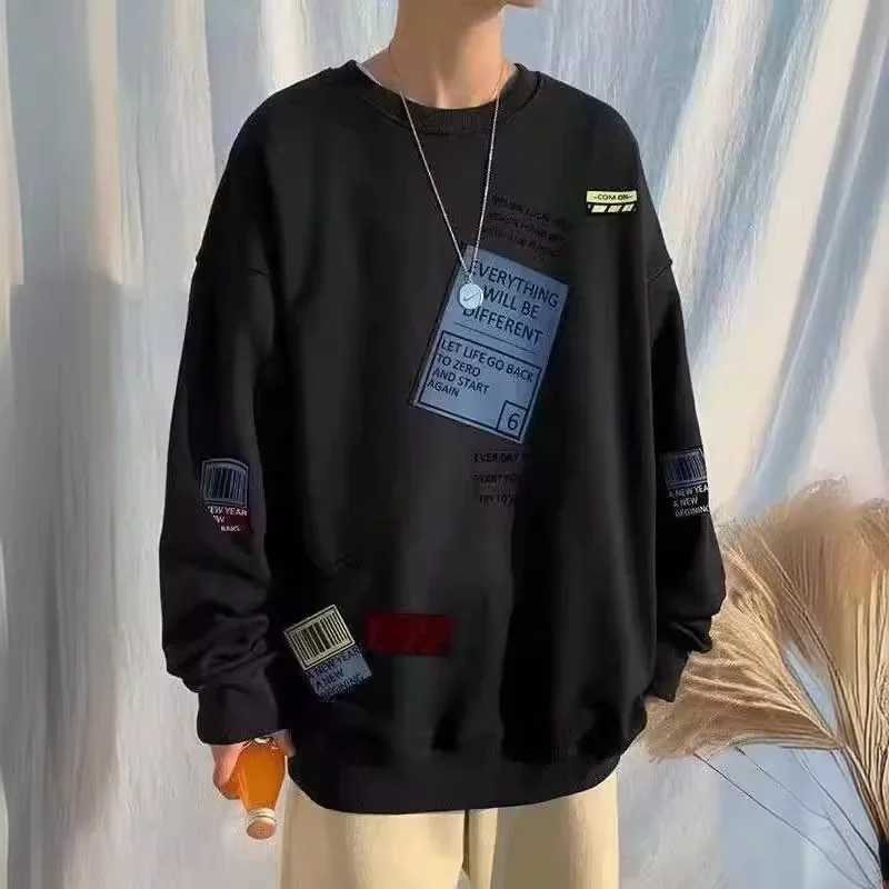 Autumnamerican Styleloose-fit Round Neck Sweatshirt Thin Mens Fashionabletrendy Printedtop Couple Outfit Casual SceneX240925