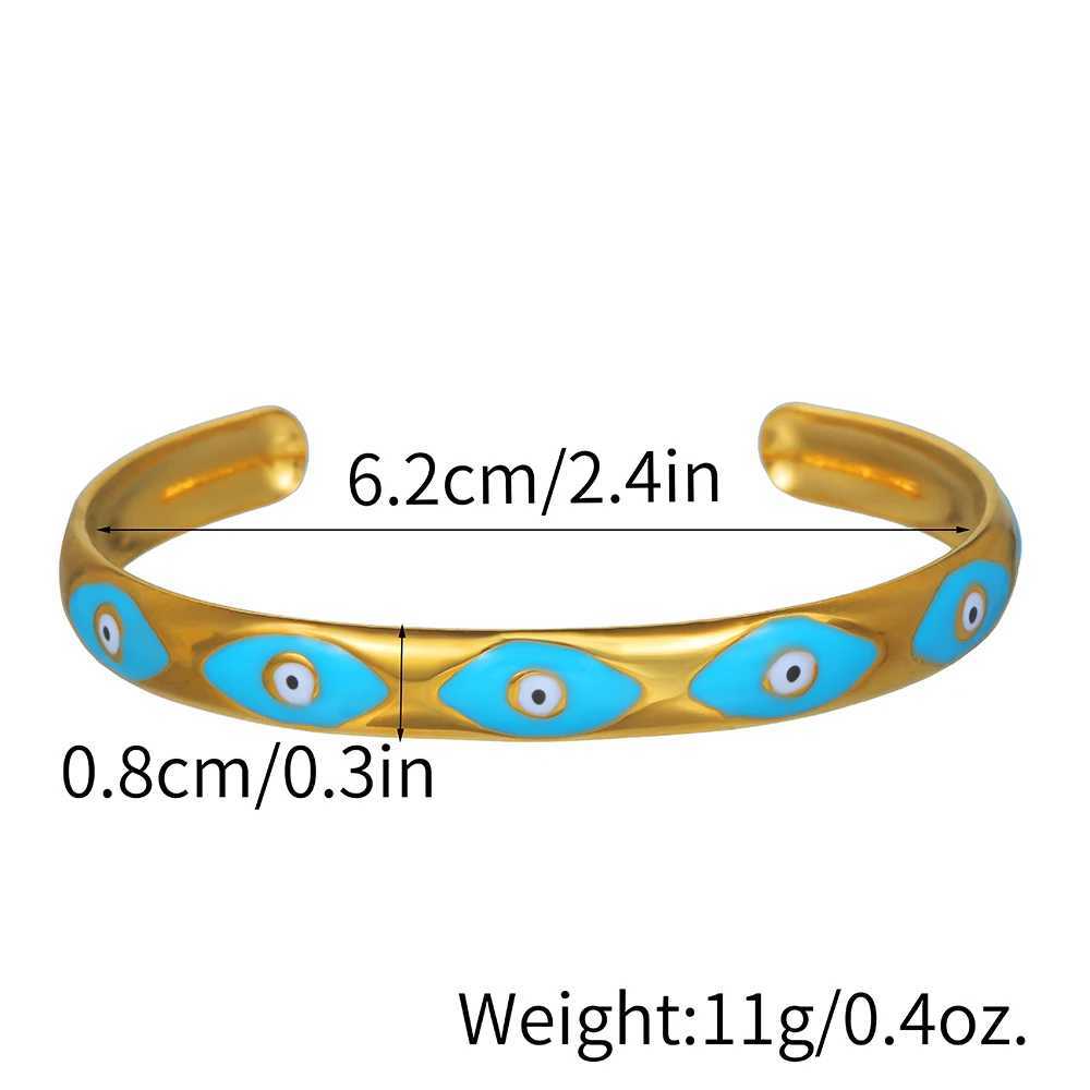 Vintage Stainless Steel Boho Enamel Evil Eye Bangles Bracelets for Women Men Classic Colorful Eyes Open Cuff Bangles JewelryX240925