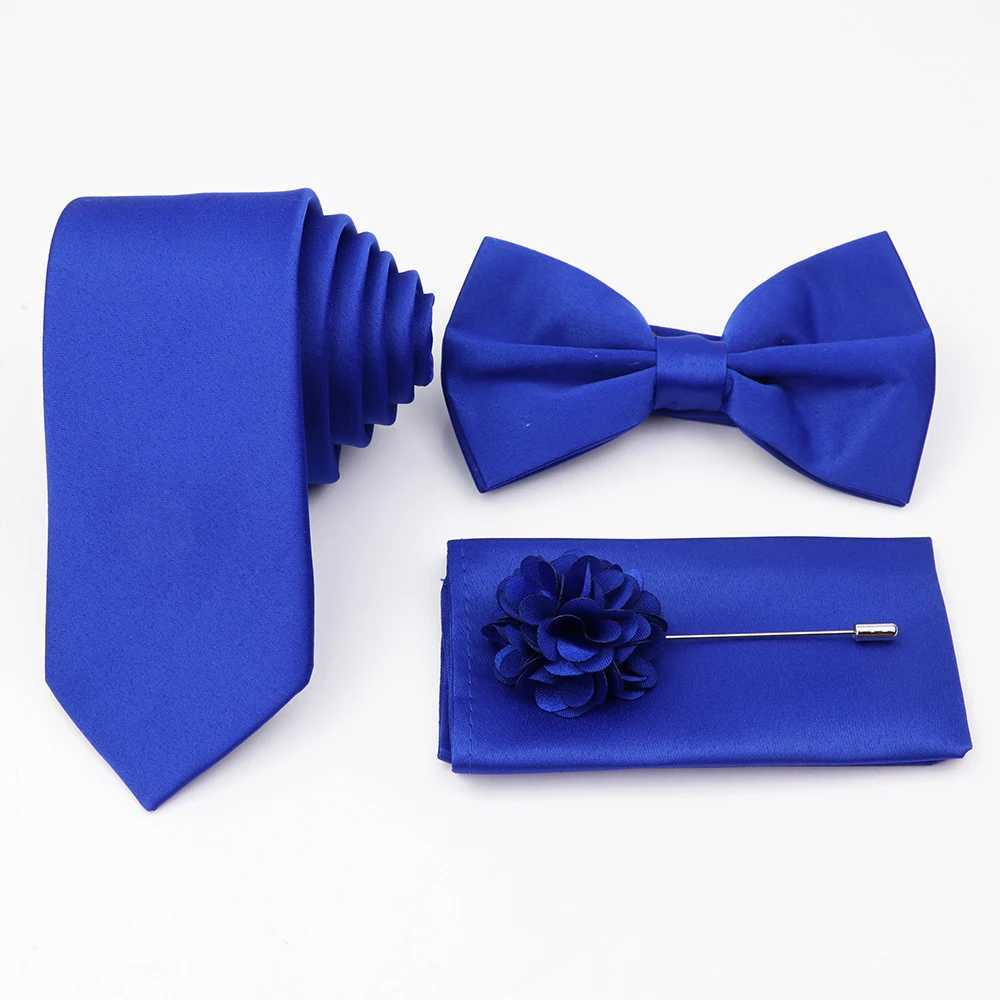 Hot S Purple Sage Green Tie Set Polter Necktie Bowtie Cufflink Brooch For Gro Suit Wedding Cravat Shirt Accessory Y240925