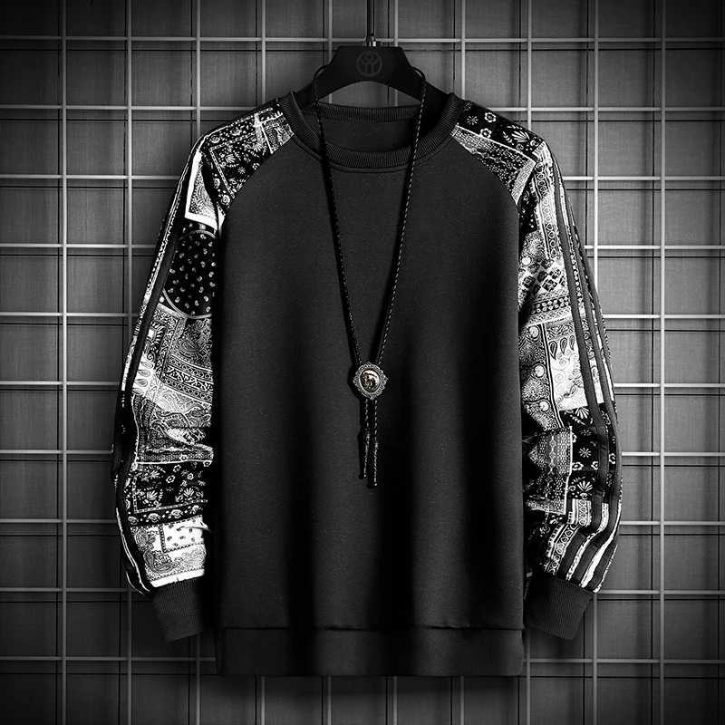 Camouflage Pullover Round Neck Fall Street Oversized Male Sportswear Hoodies Pachwork Long Sleeve Fashion Casual SweatshirtX240925