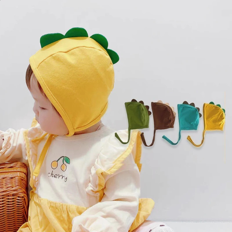 Cartoon baby earmuffs cute dinosaur suitable for childrens Beanie solid color cotton lace 240925