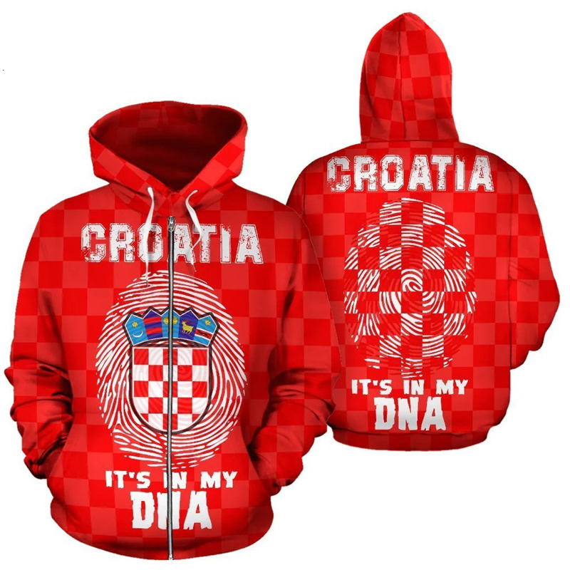 2024 New Croatia Hrvatska Heroe 3d Printed Zip Hoodies Men Oversize Sweatshirts Women Sports Pullover Hooded Y2k Clothes