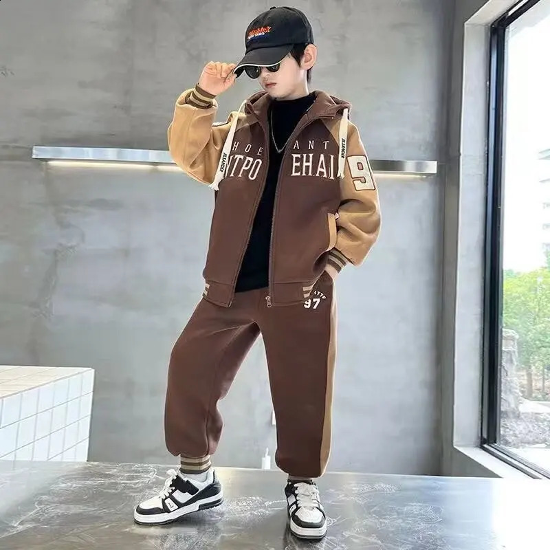 Boys clothing set fashion spring and autumn zipper jacketpants 2PCS childrens clothing set for teenagers 5 6 8 10 12 years old 240924