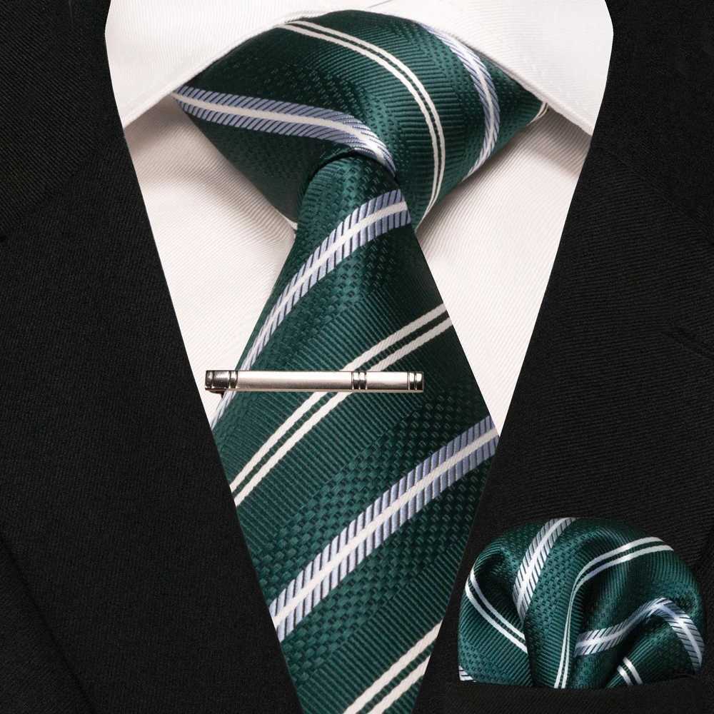 JEMYGINS Mens Tie Pocket Square Classic Party Wedding Fashion Stripe Paisley Silk Weaving Business Mens Tie Neck Handle Y240925