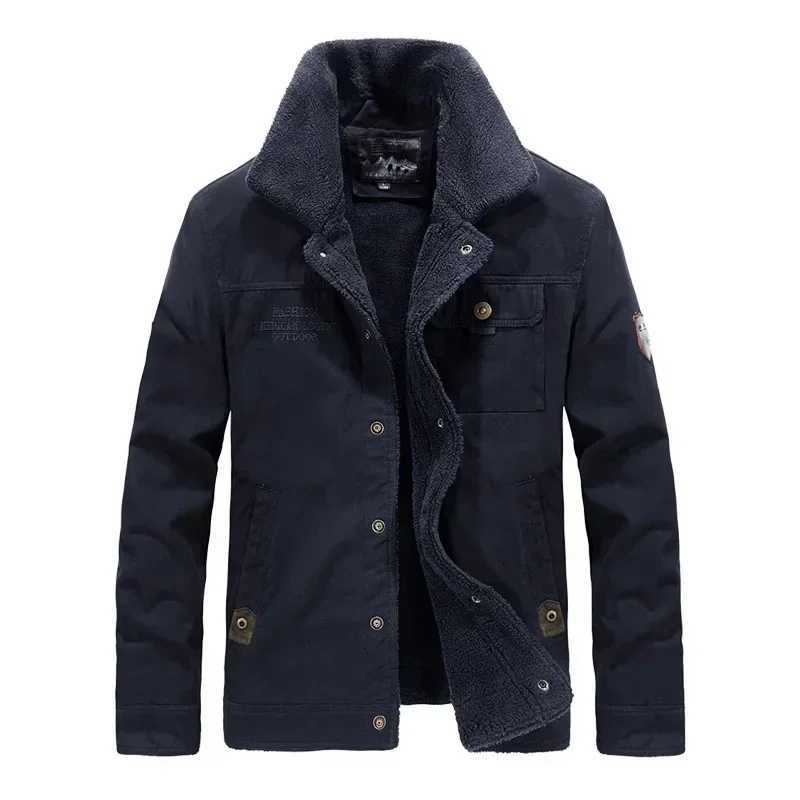 Winter wool lined denim jacket mens high-quality thick lambswool warm park outdoor hiking camping cold work clothes Y240925