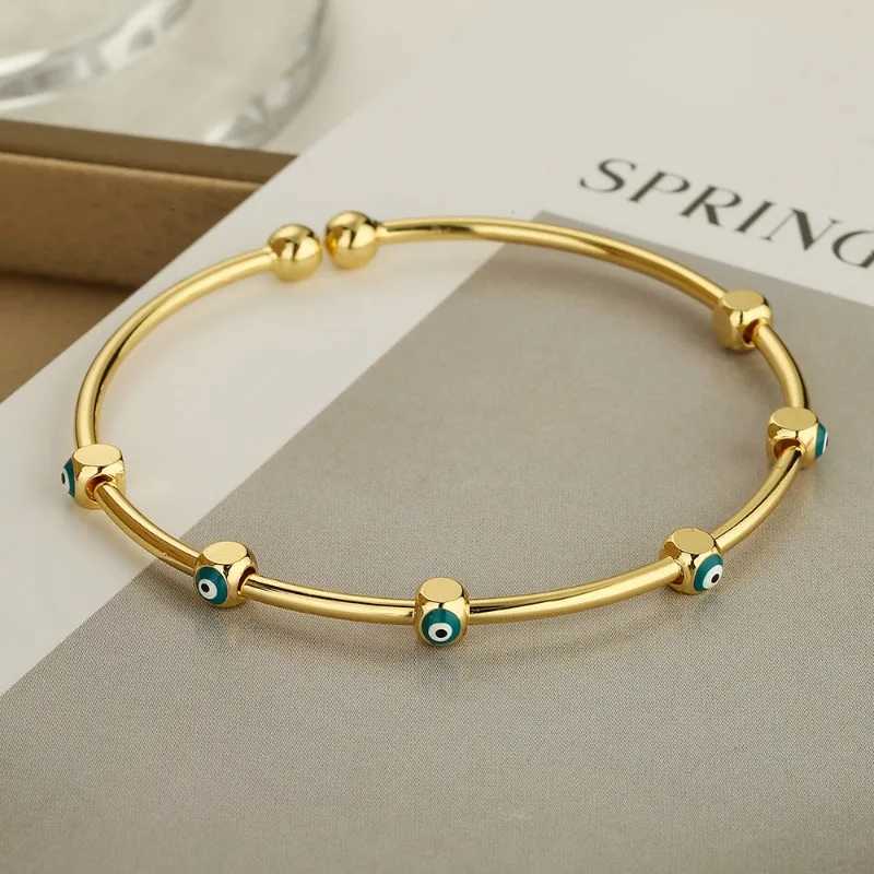 Fashionable Women Titanium Steel Personality Copper Plated Real Gold Drops Demon Eyes Open Adjustable Bracelet Girl 2024 JewelryX240925