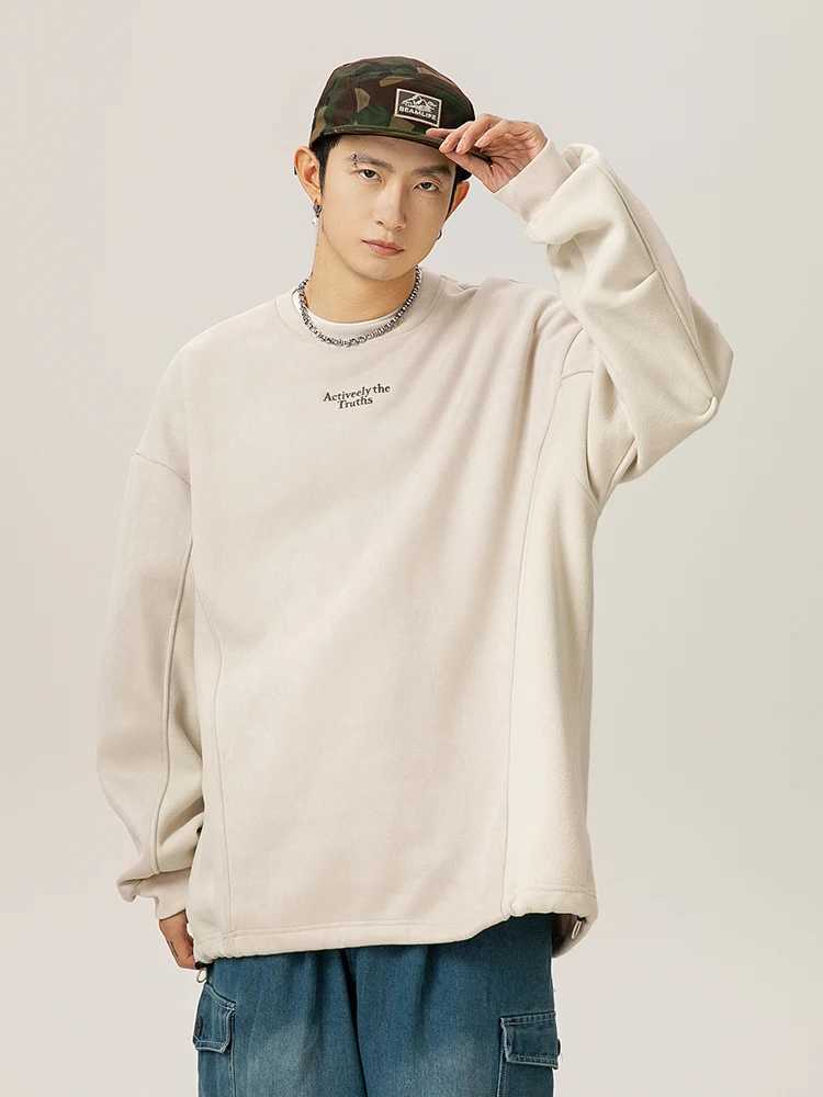 Sweatshirt Mens American Retro Collision Color Splicing Round Neck Hoodie Womens Fall Winter Versatile Pullover SweatshirtsX240925