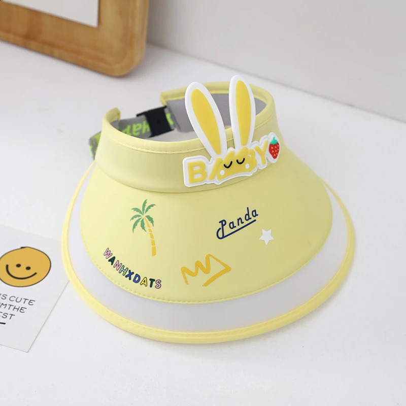 Summer Cartoon Rabbit Childrens Sun Hat Ice Silk Sunscreen Cool Breathable Windproof Boys and Girls Casual Style 240925