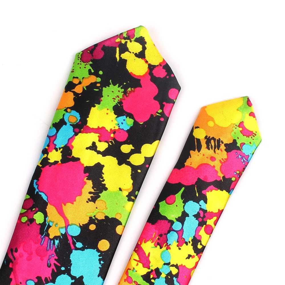Mens tight tie painted printed casual tie slim tie fun and fashionable mens tie Gravata wedding party Y240925