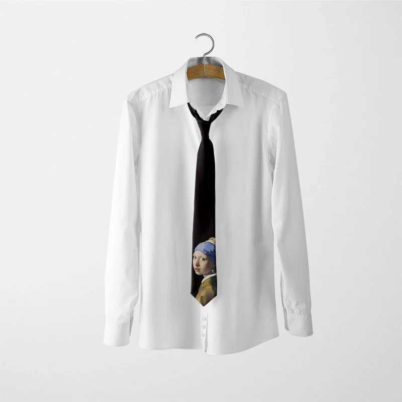 Fashion Mona Lisa Art Printed Tie for Men 8CM Polter Slim Business Formal Tie New Trend Party Date Shirt Matching Tie Y240925