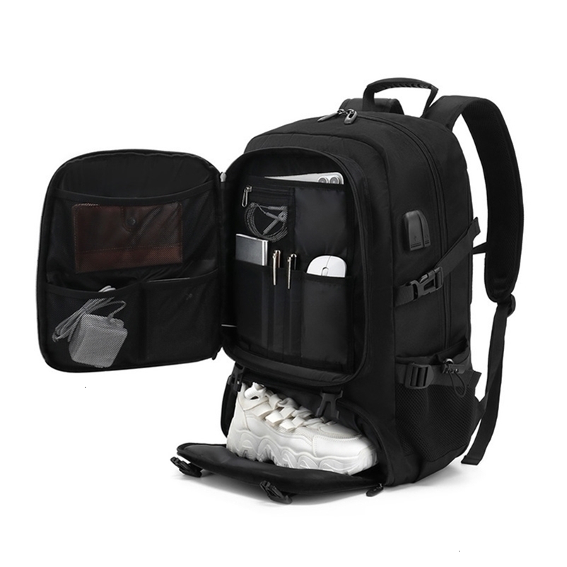 50L 80L Large Travel Backpack Men Separate Shoe Compartment Business Bag Outdoor Sports Waterproof Man Black Storage y240919