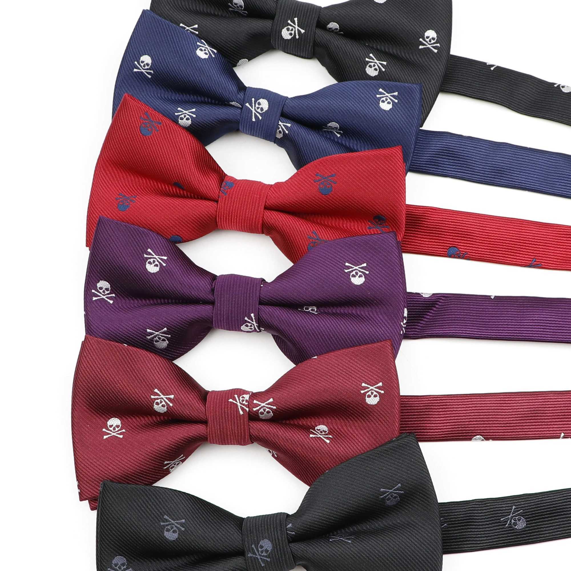 Mens Fashion Skl Tie 100% Microfiber Tie Weaving Pol Jacquard Wedding Halloween Party Dress Necklace Y240925