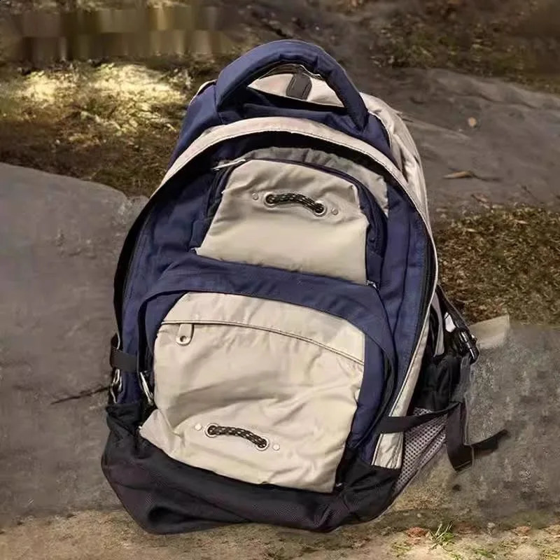 3 Fashion Travel Backpack High Capacity Unisex Parchwork School Bag Women Y2k Blue Nylon Backpac Man Causal Hiking Bags 2024 240921 4