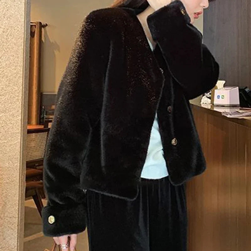 Mink fur coat for women 2024 autumn and winter ecofriendly short style jacket veste femme 240921