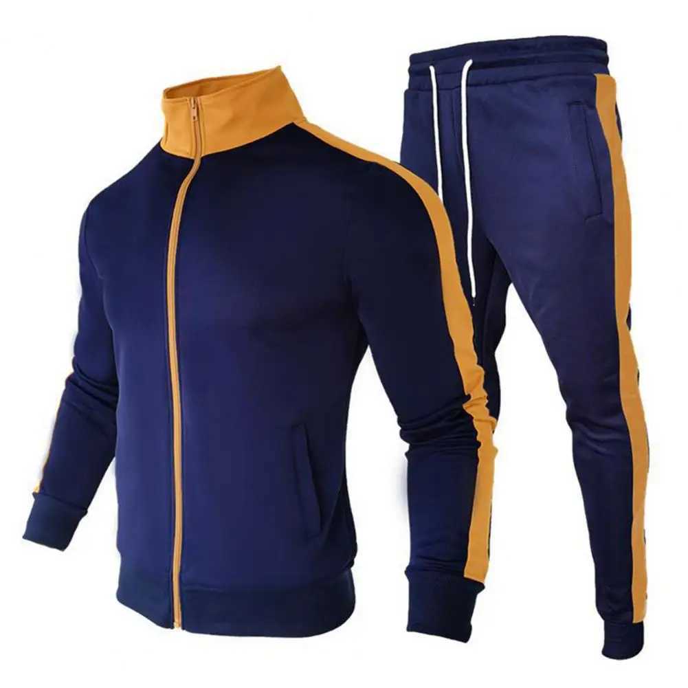 New Mens Tracksuits Men Sets Sweatshirt+sweatpants Tracksuit Zipper Stand Collar Sports Suit Jogging Men Clothing M240925