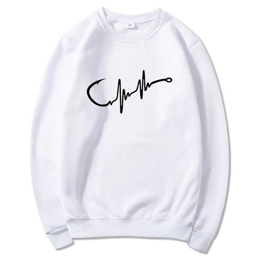 Autumn and Winter New Heart Line Fishing Hook Mens and Womens Round Neck Hoodies Fashion Shirts Casual Round Neck HoodiesX240925
