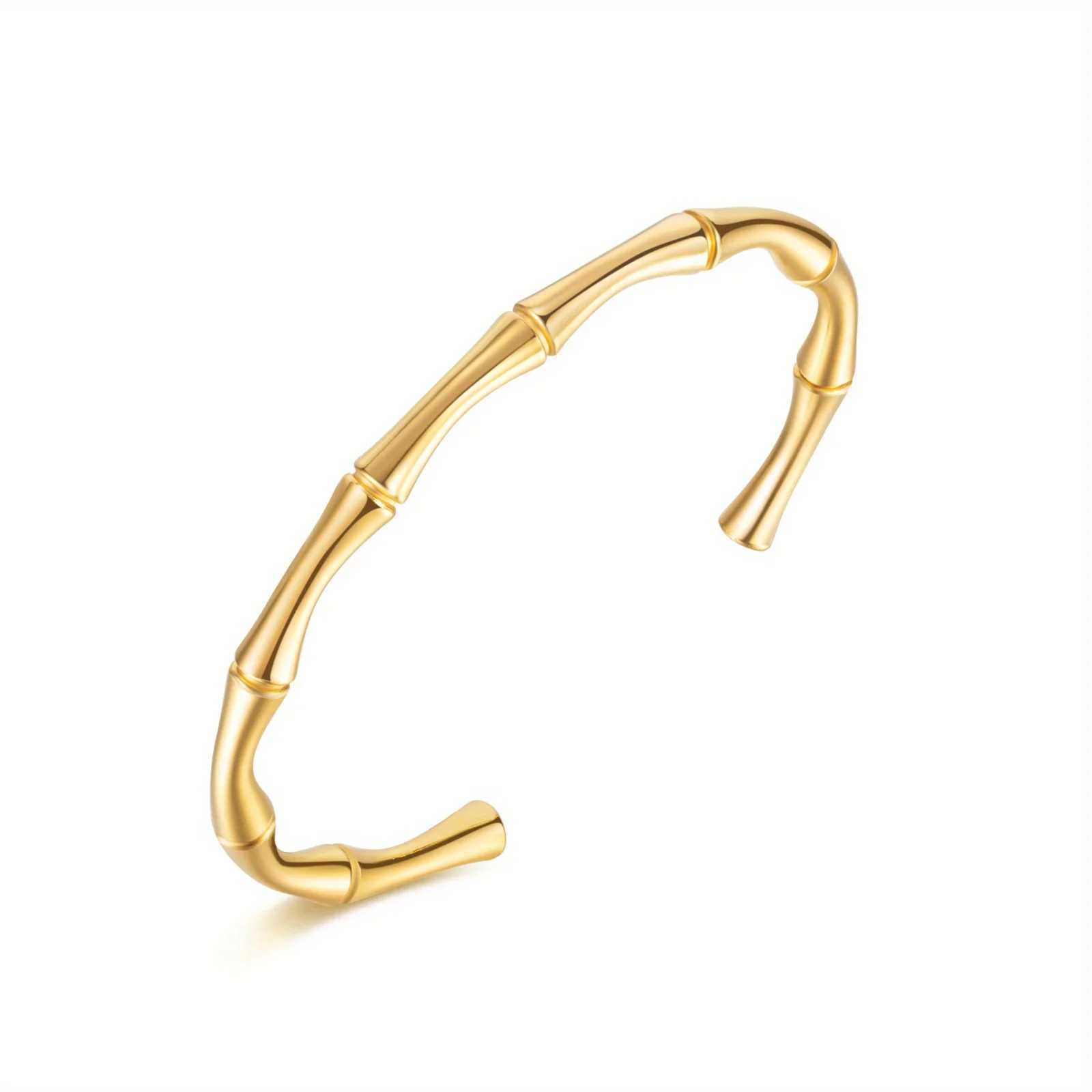 Stainless Steel Bamboo Style Classic Plain Open Clasp Bangle Bracelet Best Friend Sister Fashion Jewelry Gift for Women MenX240925