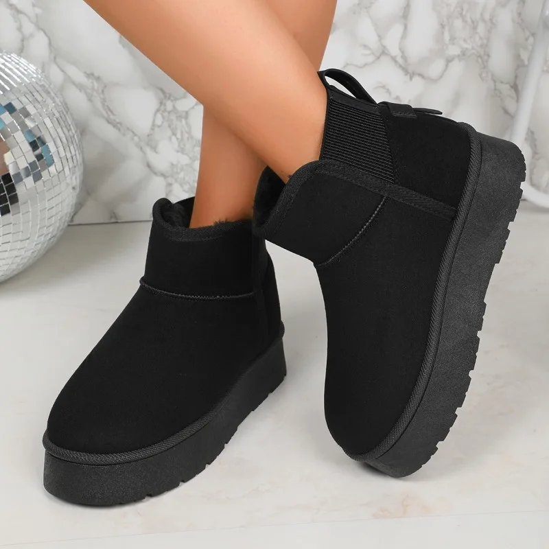 Women's Solid Color Winter Snow Boots - Warm, Versatile, With Non-Skid Outsole