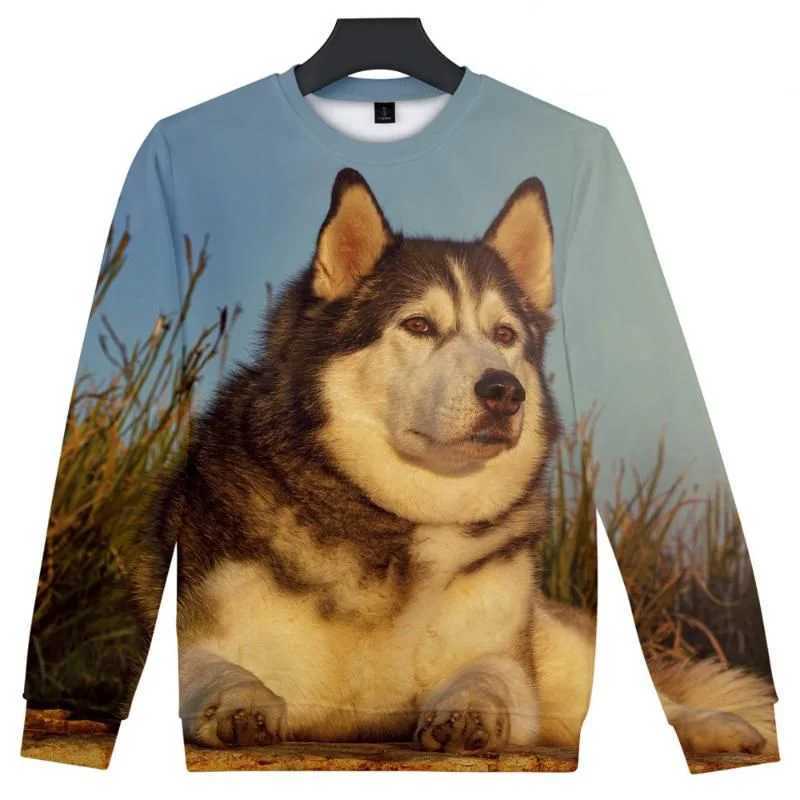 3D Printed Cute Siberian Husky Dog Hoodie For Men Animal Pattern Sweatshirt Long Sleeves Pullovers Casual Round Neck HoodiesX240925