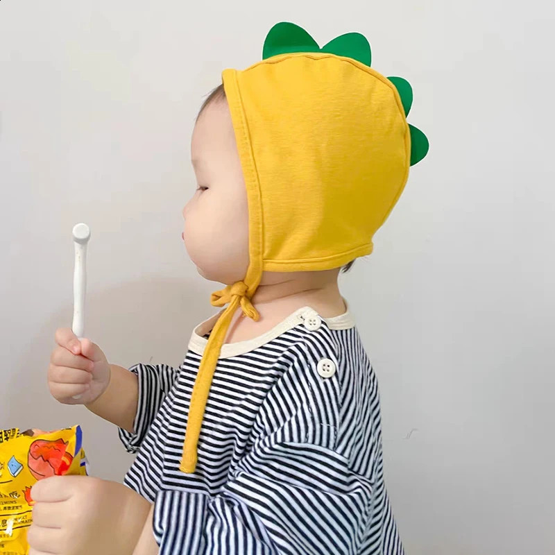 Cartoon baby earmuffs cute dinosaur suitable for childrens Beanie solid color cotton lace 240925
