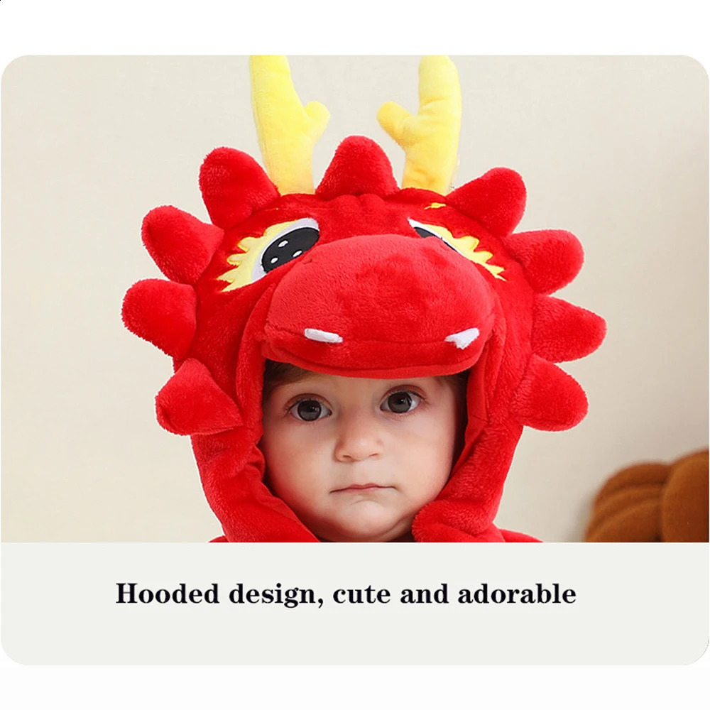 Cute boy hoodie dinosaur flannel pajamas Kigurumi animal suitable for girls comfortable and warm full zip jumpsuit winter 240925