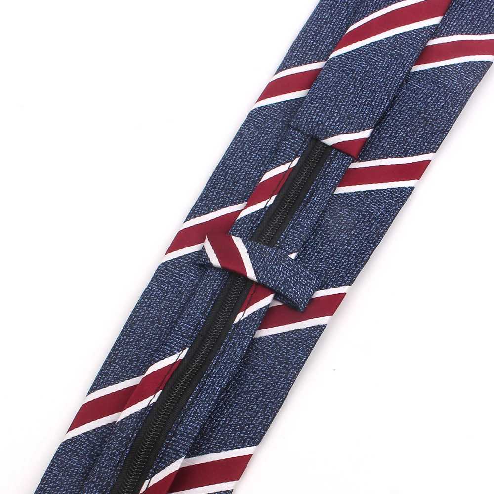 Mens zipper tie dress flat neck tie simple checkered tie student tie party tie Gravata striped tie Y240925