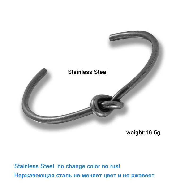 MKENDN Punk Round Circular Open Knot Cuff Bangle Bracelets For Men Women Vintage Black Stainless Steel Jewelry Armband PulseirasX240925