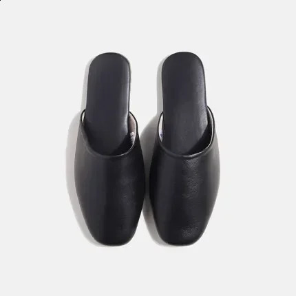 Sheepskin Genuine Leather Slippers Women Non-Slip Waterproof Slides Unsex Indoor Outdoor Home Shoes 240924
