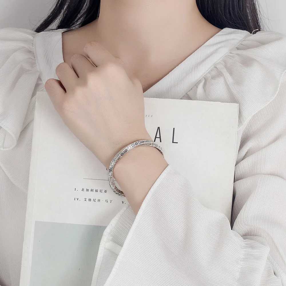 Bangles Open 925 Women Sterling Bracelets Silver For Geometry Totems Luxury Designer Jewelry Gift FemaleX2409