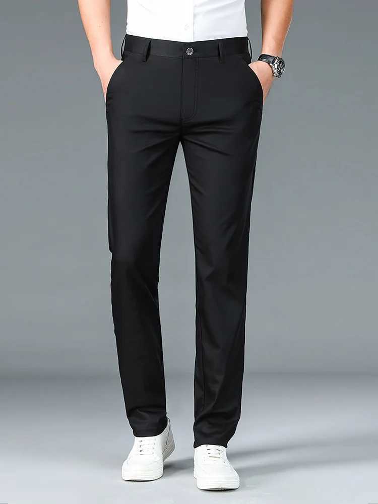 High Quty Luxury Straight Business Suit Pants Men Bamboo Fiber Designer Spring Summer Elegant Casual Long Formal Trouser Male M240924