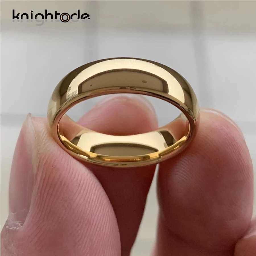 Classic gold wedding ring tungsten carbide ring womens engagement gift jewelry dome polished finish comfortable fit W240925
