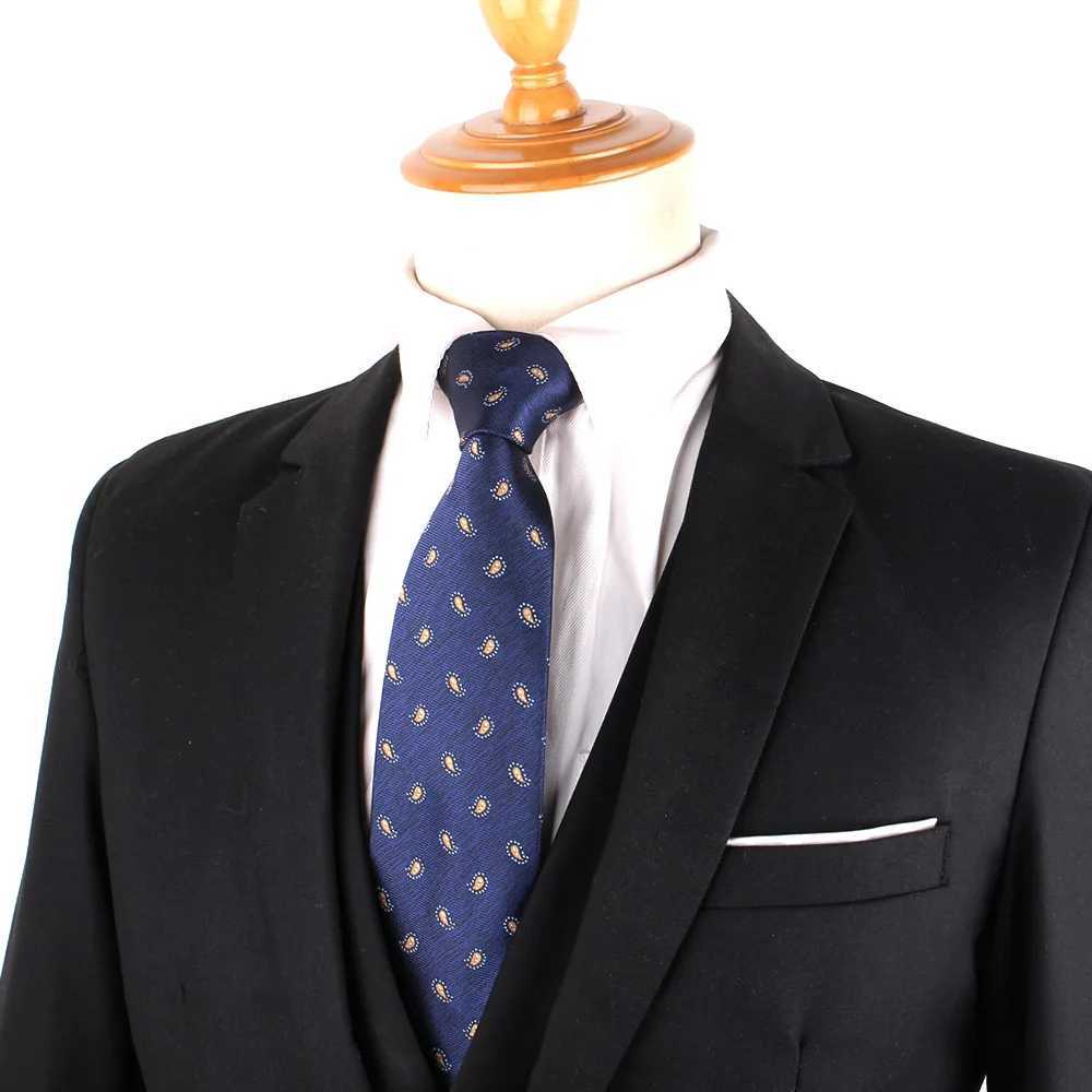 Navy Blue Mens Tie Set Mens Tie Wedding Tie Grossman Fashion Flower Paisley Tie Mens Literary Quality Good Gift Y240925