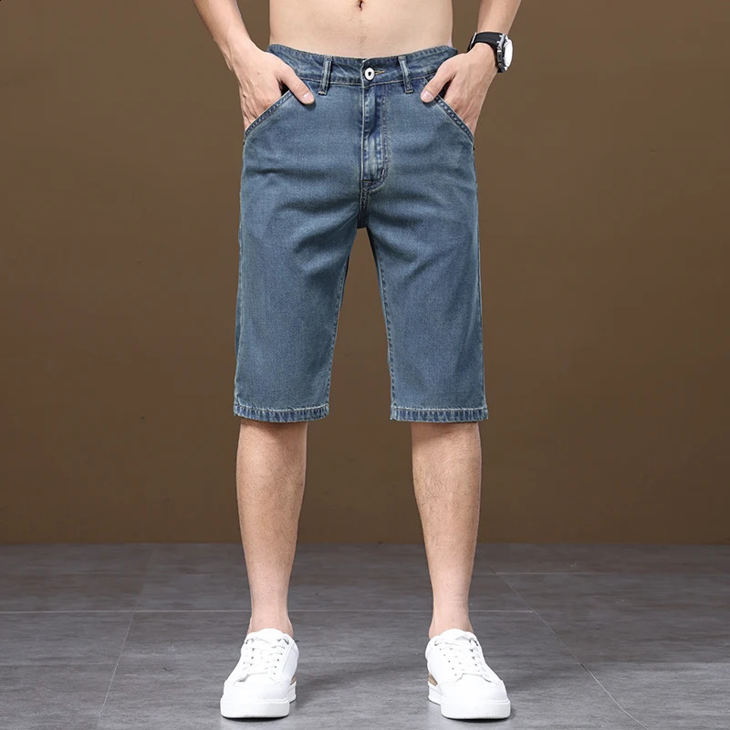 Mens Summer Thin Lyocell Shorts Loose Straight Pair Casual Denim Elastic Fabric Comfortable 240925
