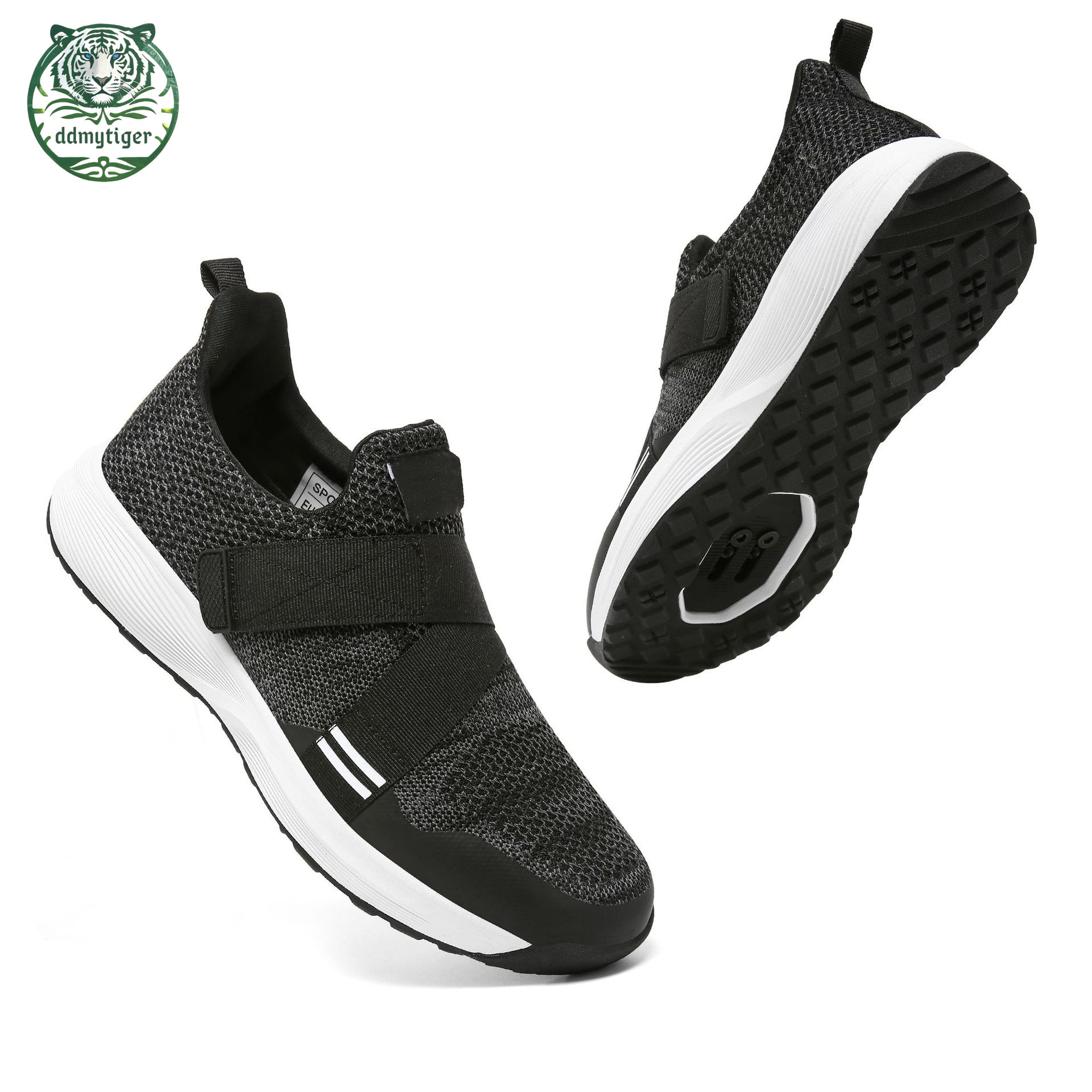 ddmytiger Large size outdoor mountain power bikes, road shoes, sports events, cycling high durability men's and women's lock shoes black A d