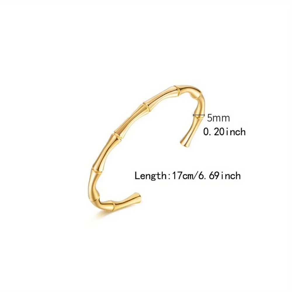 Stainless Steel Bamboo Style Classic Plain Open Clasp Bangle Bracelet Best Friend Sister Fashion Jewelry Gift for Women MenX240925