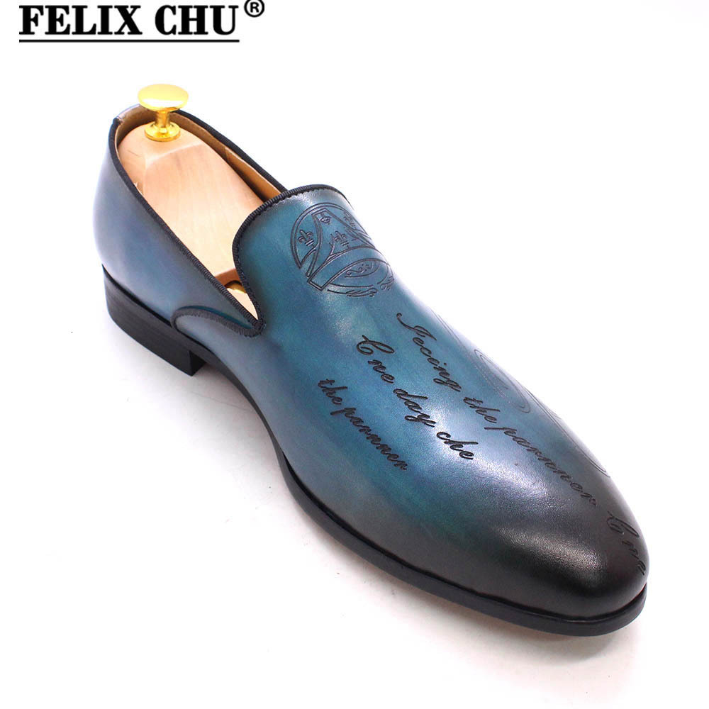 Italian Style Loafers Handmade Letter Print High Quality Genuine Leather Dress For Men Business Formal Shoes