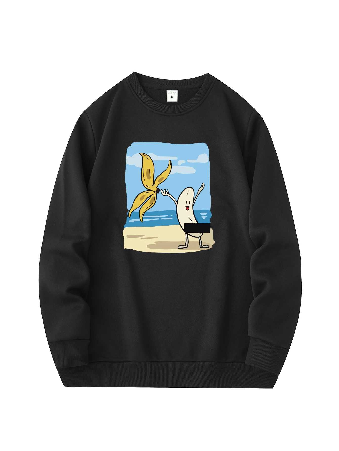 Mens new fashionable round neck sweater casual and daily comfortable round neck sweatshirt beach print mens blouseX240925