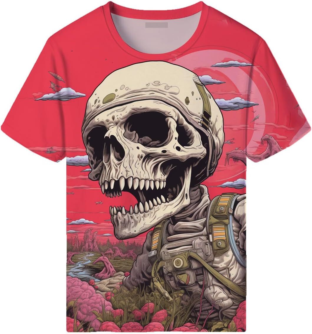 2025S Fashion Designer Mens T Shirt Dinosaur T Shirts For Men D Printed Psychedelic Graphic Shirts Novelty Skull Graphic Tee Casual Tops Summer Clothe