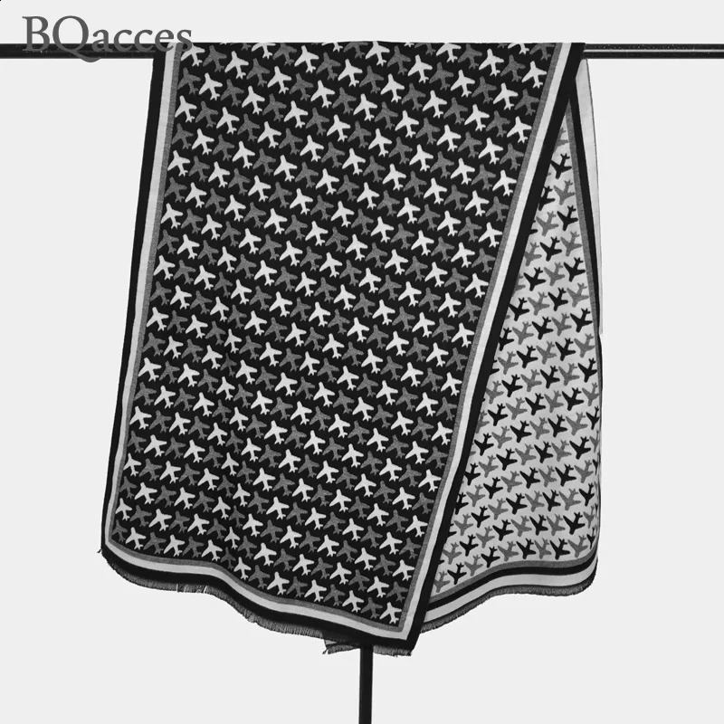 ly arrived womens black and white airplane cashmere Pashmina scarf womens winter warm wool scarf high-quality shawl 240924