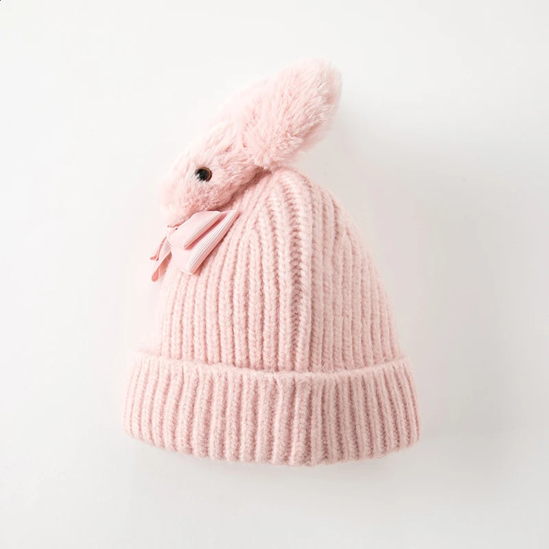 Dave Bella Baby Hat Cute Pink Winter Warm Knitted Childrens Solid Elastic 240925