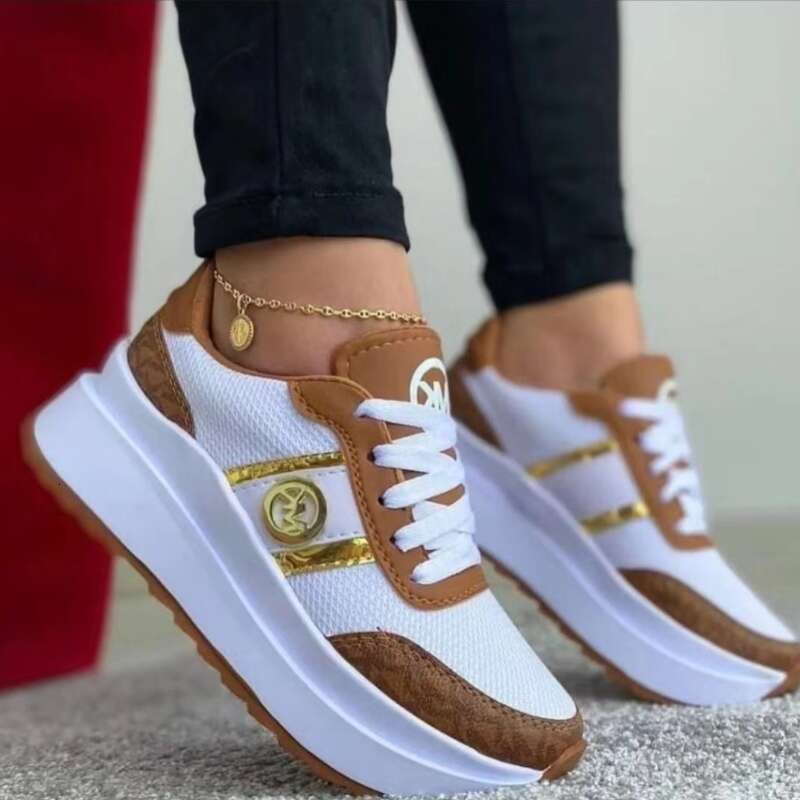 2024 Women Vulcanize Fashion Tenis Sneakers Lace-Up Breathable Sports Wedges Platform Female Footwear Ladies Casual Shoes fmv