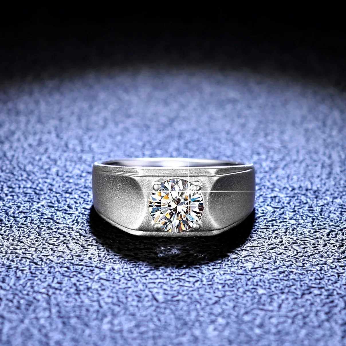 Platinum Pt950 1ct D color Mo silica diamond engagement ring mens customized jewelry grand boss ring W240925